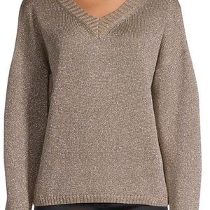 Brave & True Gold Biege Metallic Sparkle Sweater S